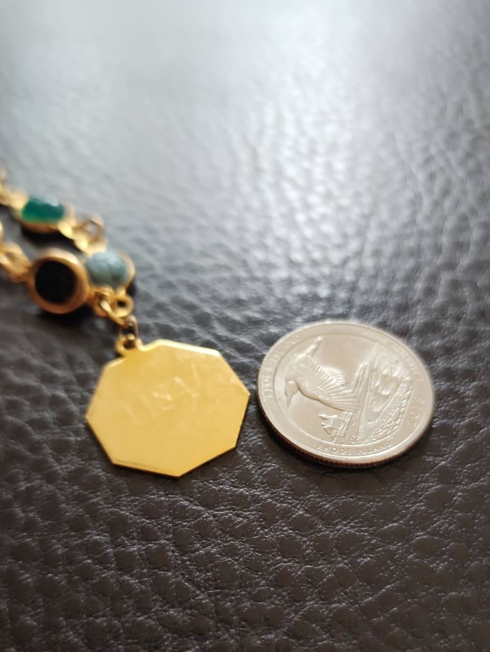 VTG Personalized Gold-Tone Multicolor Scarab Bracelet - LISA Engraved - Picture 7 of 8